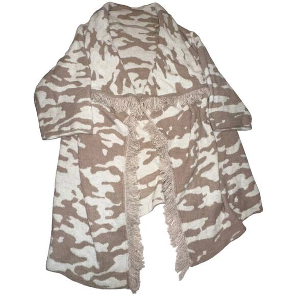 NWT G.I.L.I Women's Camo Fringe Open Front Heavy Cardigan Size 1XP - 3XP - Picture 3 of 10